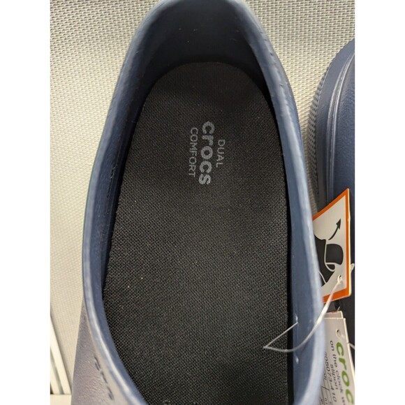 CROCS MEN'S ON THE CLOCK CLOGS SLIP RESISTANT WORK SHOES SZ 12 BLUE NWT - Picture 2 of 8